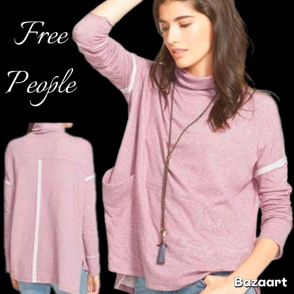 Free People We the Free Long Flight Cowl Neck Pullover Top Blouse Long Sleeve M‎